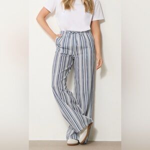 Just Living Navy and White Striped Wide Leg Pants